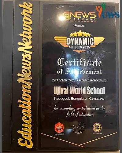Dynamic School certificate presented to Ujjval World School by Education News Network