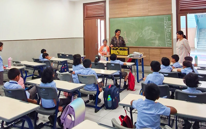 An interactive abacus lesson at Ujjval World School