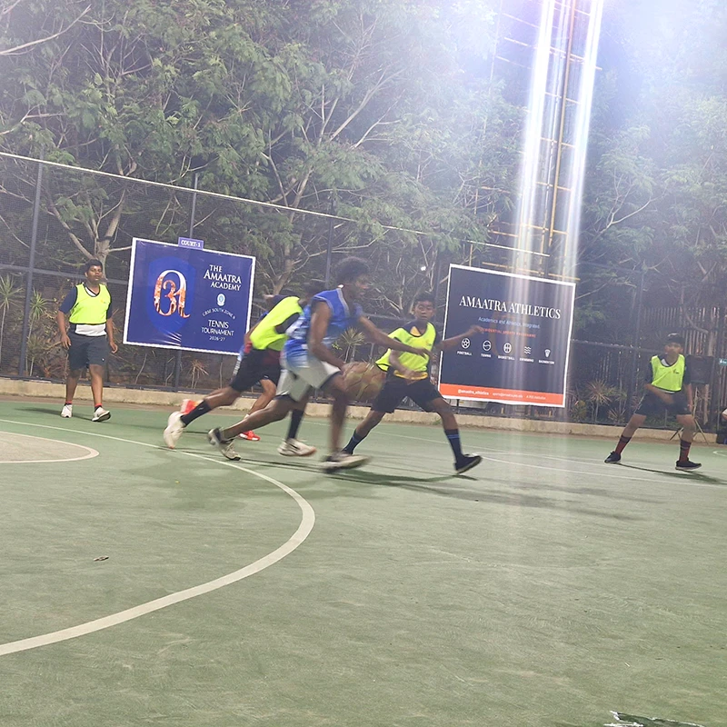 Students competing in a basketball match